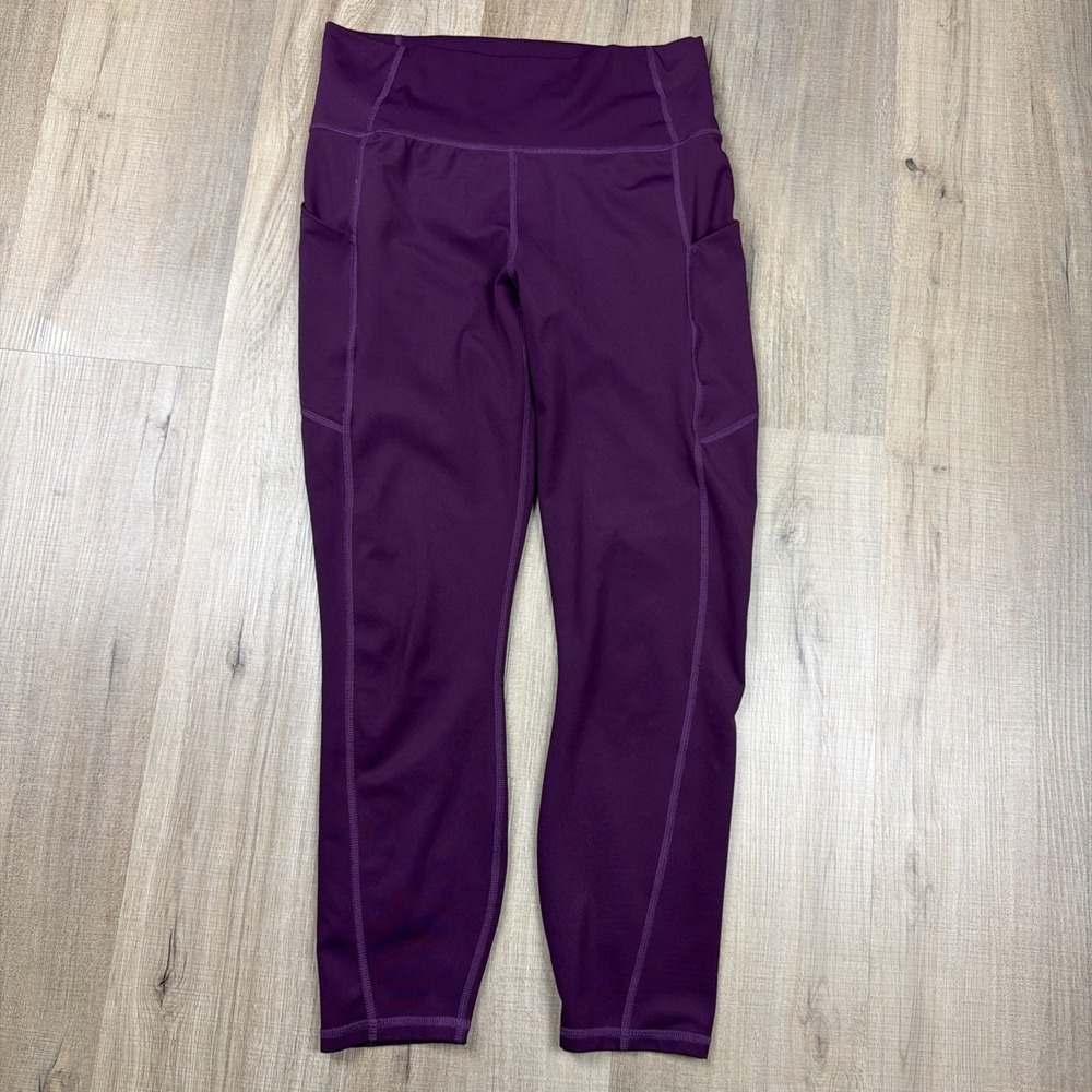 Pure Luxe by Fabletics The Oasis High Waist 7/8 Pockets‎ Plum Purple Size Small